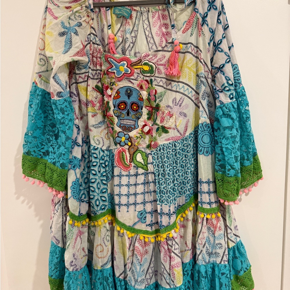Colorful Embroidered Mini Dress